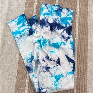 Amazon Blue and White Tie-Dye Leggings